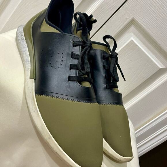 BALLY MEN SHOES NEOPRENE OLIVE GREEN/BLACK LEATHER MADE IN ITALY Sz 13 ICONIC - Picture 13 of 16